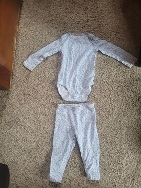Carter's Light Blue Floral Long Sleeve Bodysuit & Pants Set